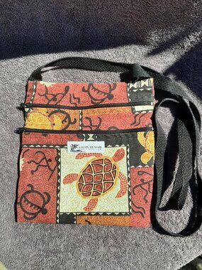 Fabric Cross Body Bag Sea Turtles Made in Hawaii 9" x 8"